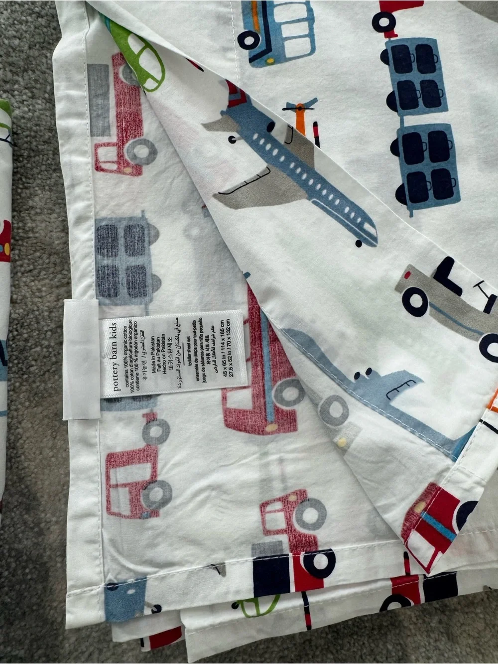 Pottery Barn Kids Transportation Toddler Sheet Set (Crib Size)